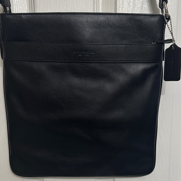Coach Black Leather Messenger Bag - Picture 1 of 15